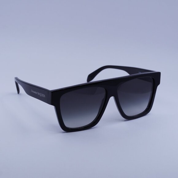 Alexander McQueen AM0302S 001 Sunglasses Black Square Frame, Grey Lenses - Picture 1 of 10